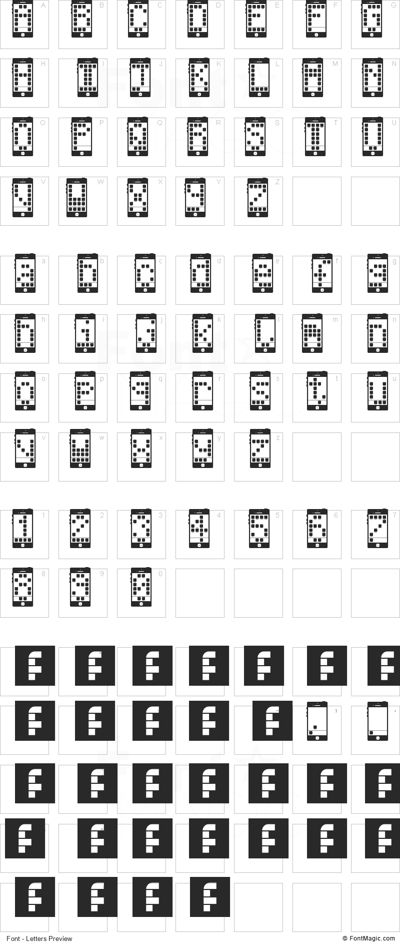 I Phone, You Phone Font - All Latters Preview Chart